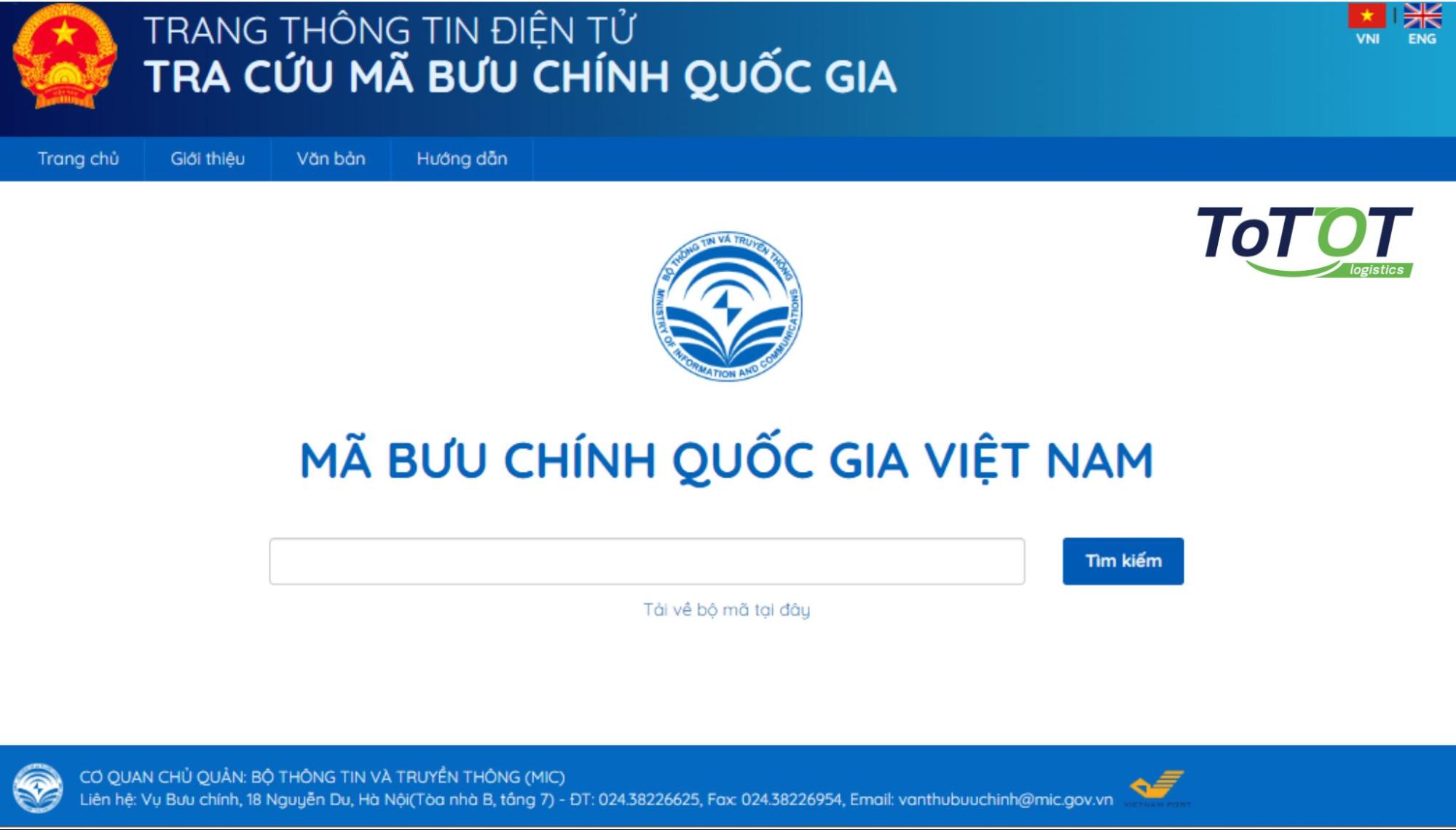 Mã bưu chính, mã zip code - ToTTOT